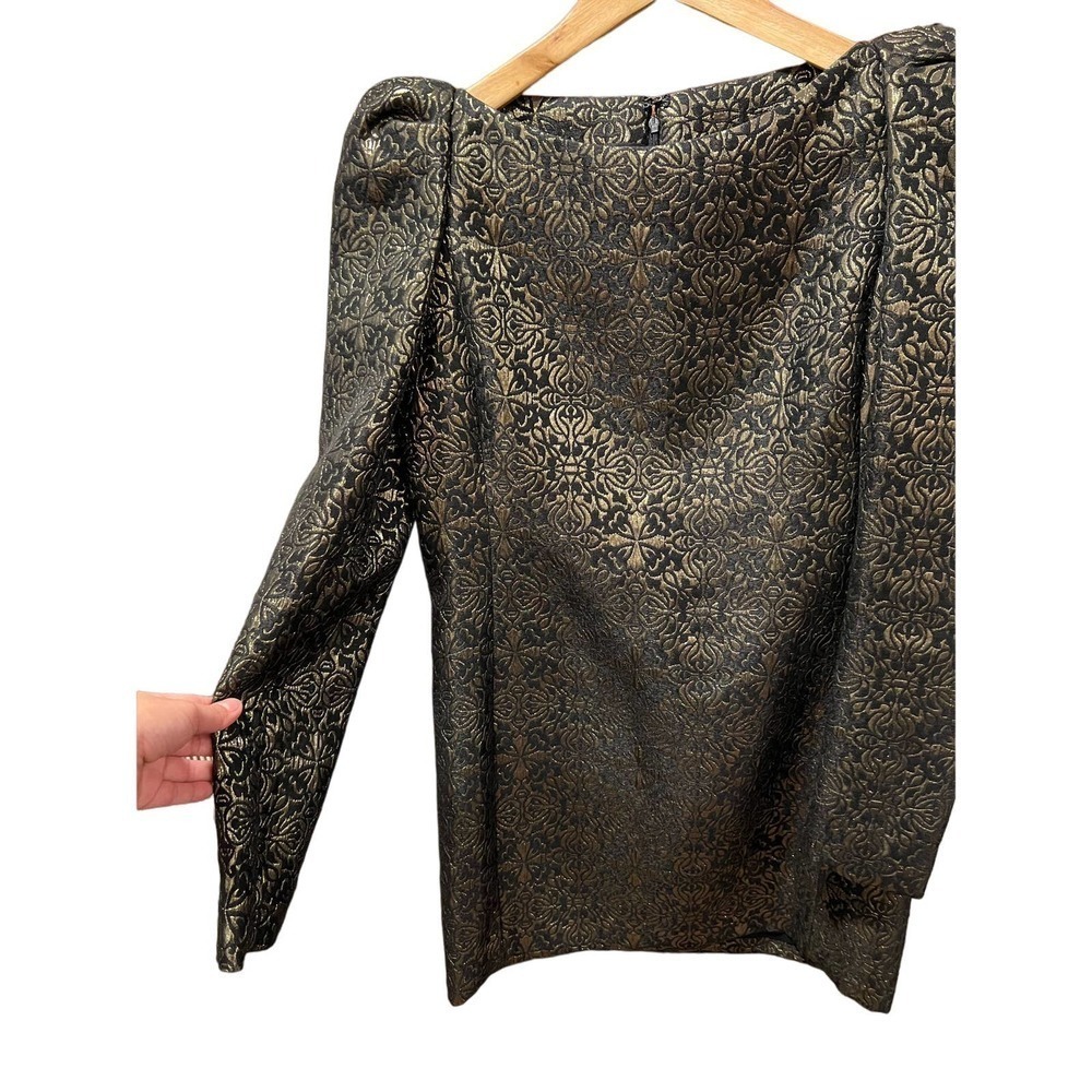 Vintage Jacquard Black & Gold Mini dress - Picture 6 of 8